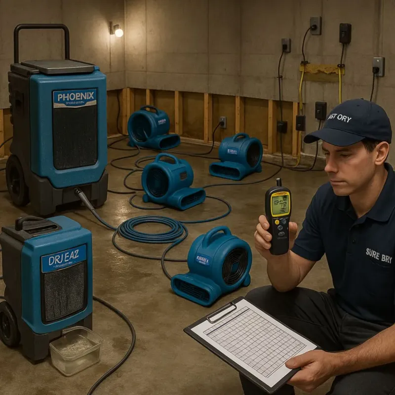 Structural Drying and Dehumidification process in Denmark, ME